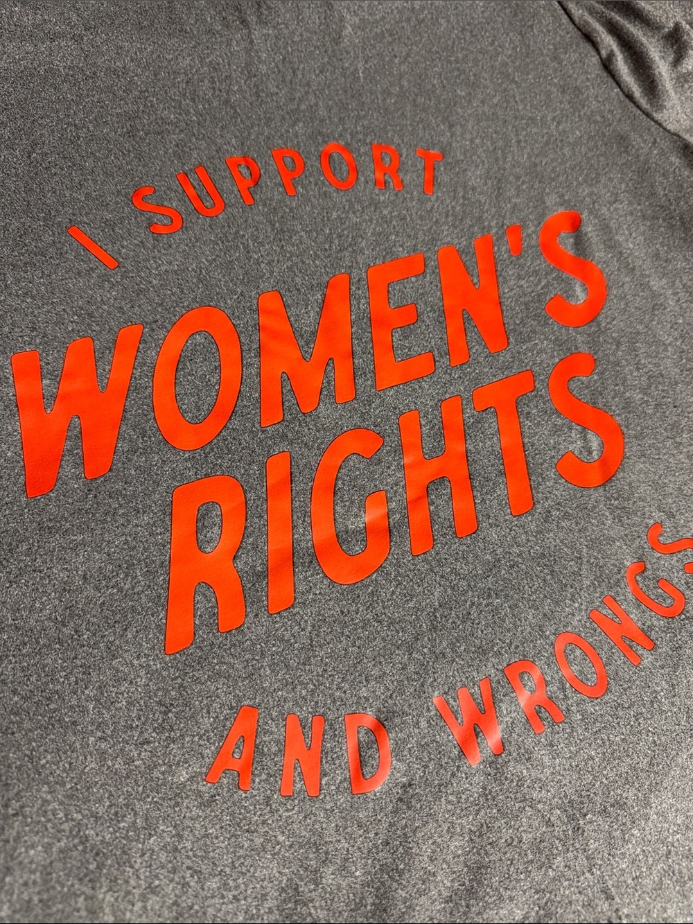 Gray Tee with Red "Women's Rights" Graphic